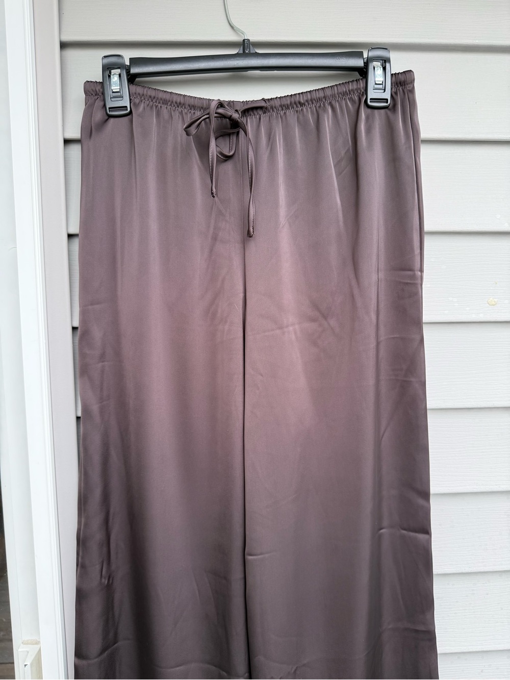 Brown Satin Elastic Drawstring Pants - Picture 1 of 5